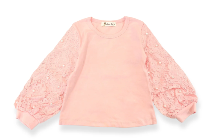 12357 - Lace & Pearl Accents Top & Pant Set