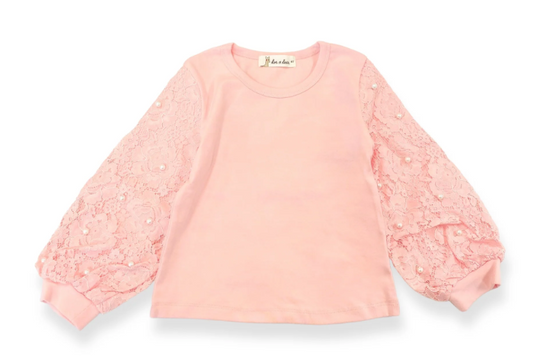 12357 - Lace & Pearl Accents Top & Pant Set