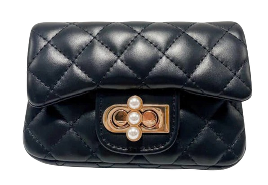 B1337B - Pearl Closure Quilted Purse