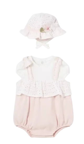 1605 - Mayoral Dungaree Style Romper with Hat Cadiz Boutique, Inc.