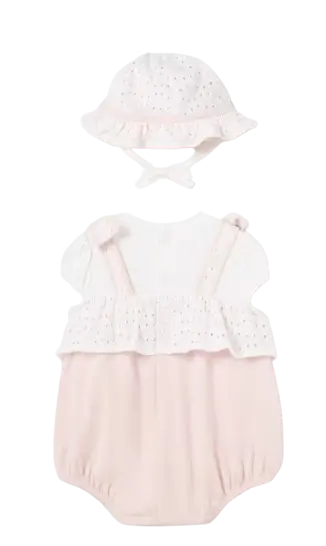 1605 - Mayoral Dungaree Style Romper with Hat Cadiz Boutique, Inc.