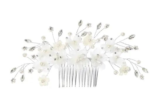 HCBS163 - Gorgeous Flower Comb with Rhinestone and Pearls Cadiz Boutique, Inc.