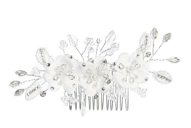 HCBS164 - Gorgeous Flower Comb with Rhinestone and Pearls Cadiz Boutique, Inc.