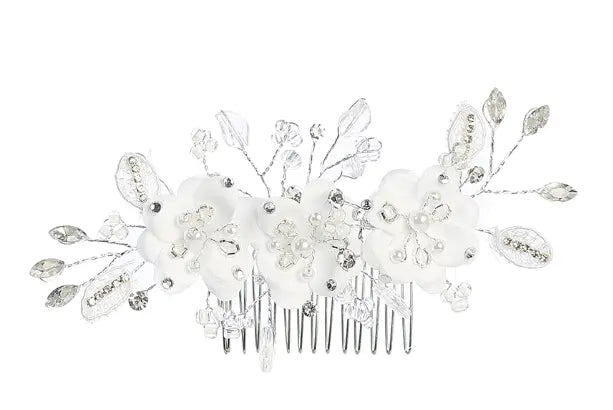 HCBS164 - Gorgeous Flower Comb with Rhinestone and Pearls Cadiz Boutique, Inc.