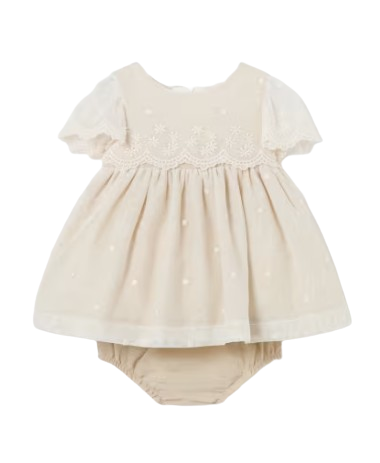 1826 - Mayoral Embroidery Tulle Dress And Bloomer Set