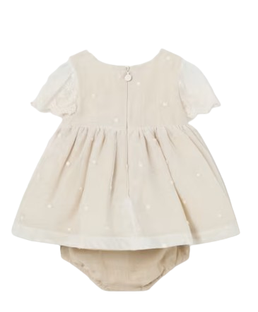 1826 - Mayoral Embroidery Tulle Dress And Bloomer Set