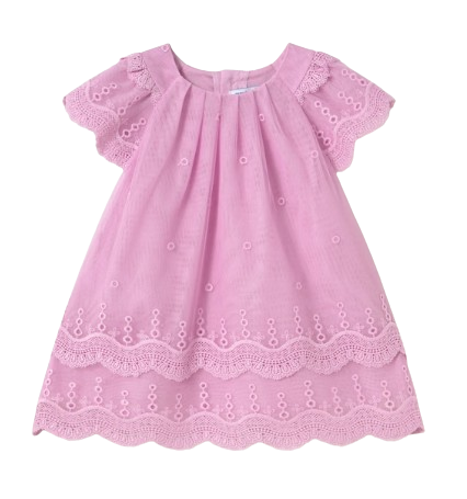 1910 - Embroidered Tulle Dress with Ruffles