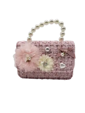 B1305 - Doe A Deer Floral Appliques Tweed Purse Cadiz Boutique, Inc.