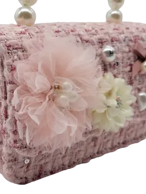 B1305 - Doe A Deer Floral Appliques Tweed Purse Cadiz Boutique, Inc.