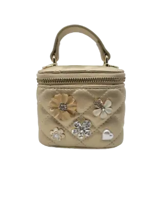 B1253G - Quilted Top-Handle Bag w/ Charms - Gold Cadiz Boutique, Inc.