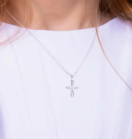 GPBCN-205 - Cherished Moments First Communion Sterling Silver Cross Necklace Cadiz Boutique, Inc.
