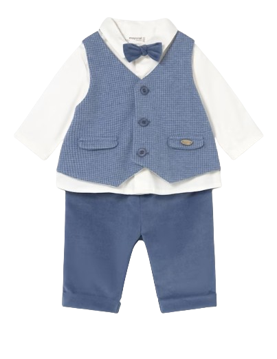 2581 - Newborn Boy Bow Tie Shirt and Pants Set (Mayoral)