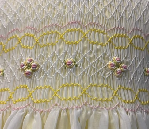 26513 - Sweet White Yellow Pink Smocked Dress