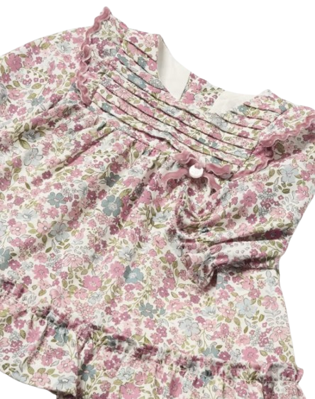 2887 - Vestido con volantes florales para niña recién nacida