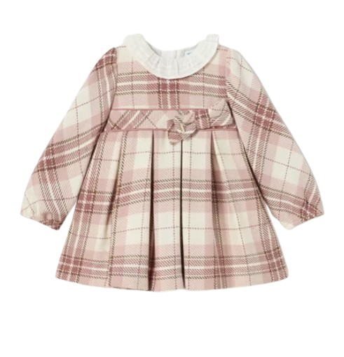 2903B - Baby Checked Ruffle Neck Dress