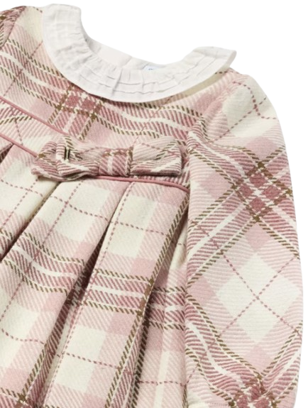 2903B - Baby Checked Ruffle Neck Dress