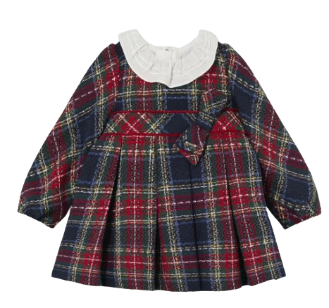 2903M - Baby Checked Ruffle Neck Dress