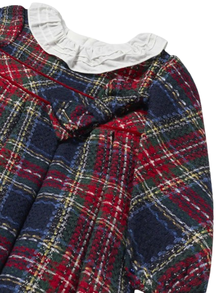 2903M - Baby Checked Ruffle Neck Dress