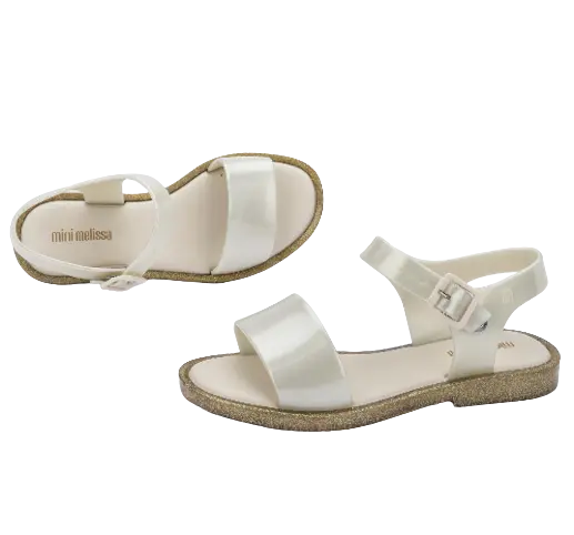 Mini Melissa - 32690 - Mar Sandal White/Gold Glitter Cadiz Boutique, Inc.