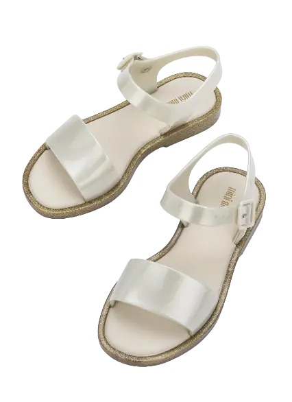 Mini Melissa - 32690 - Mar Sandal White/Gold Glitter Cadiz Boutique, Inc.