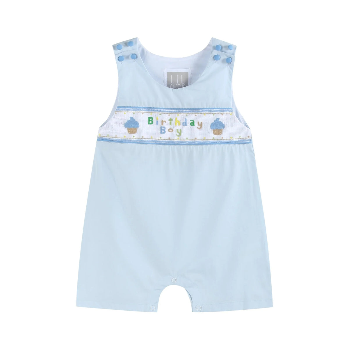 33782 - Blue Birthday Boy Smocked Shortalls A