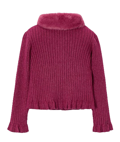4311C- Girl Cardigan with Faux Fur Collar (Mayoral)