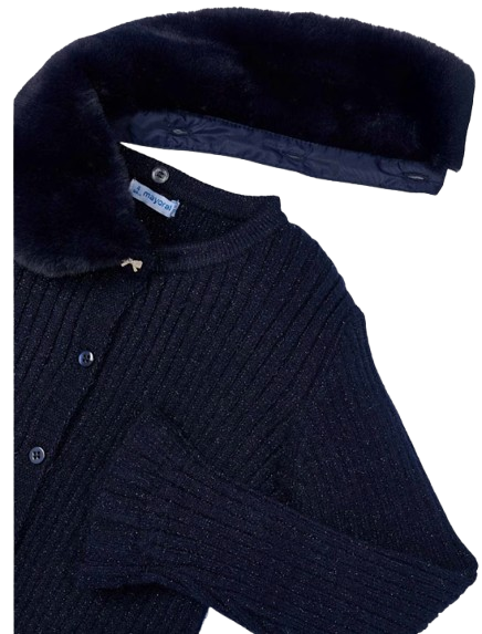 4311M- Girl Cardigan with Faux Fur Collar (Mayoral)