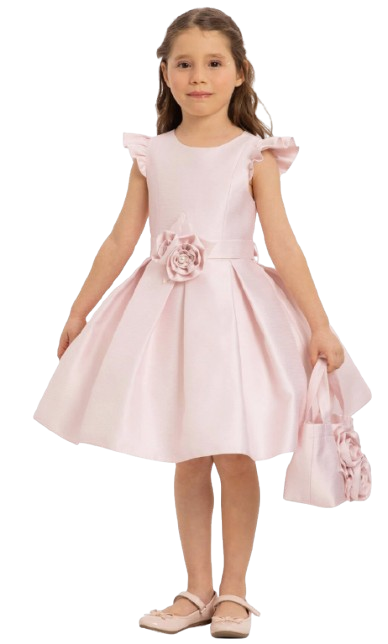 44919 - Powder Dress with Matching Floral Bag