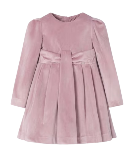 4915R - Girl Pleated Velvet Dress