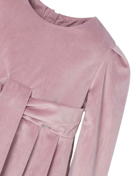 4915R - Girl Pleated Velvet Dress