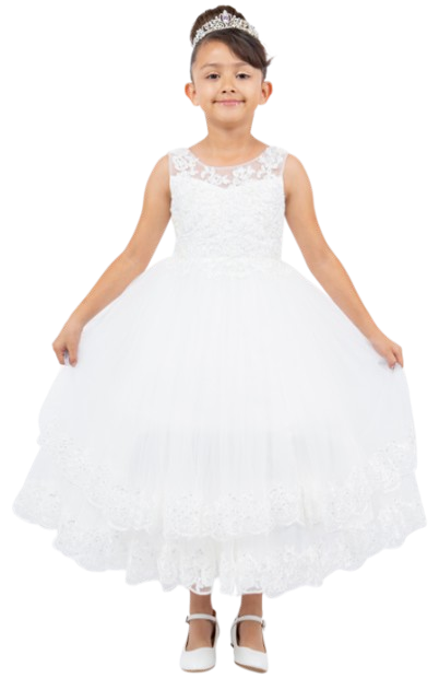 5129C - Lace And Tulle Illusion Sleeveless