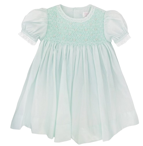 5150MT - Fully Smocked Dress with French Lace