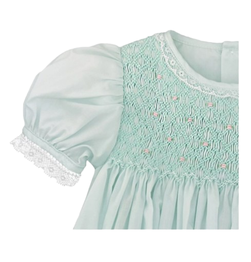 5150MT - Fully Smocked Dress with French Lace