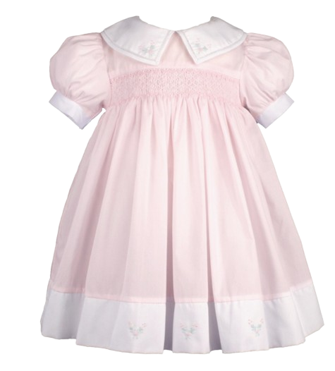 5253 -Petit Ami Split Collar Smocked Dress