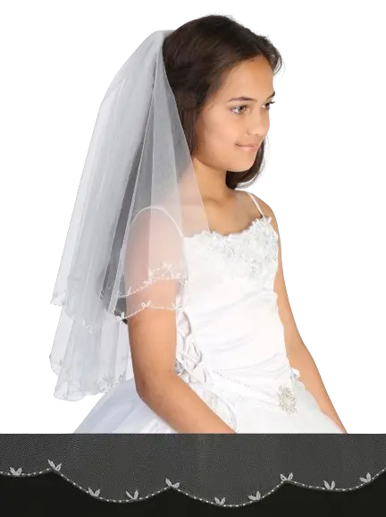 601 - Tip Top Girls Veil with Scallop Edge and Beading Cadiz Boutique, Inc.