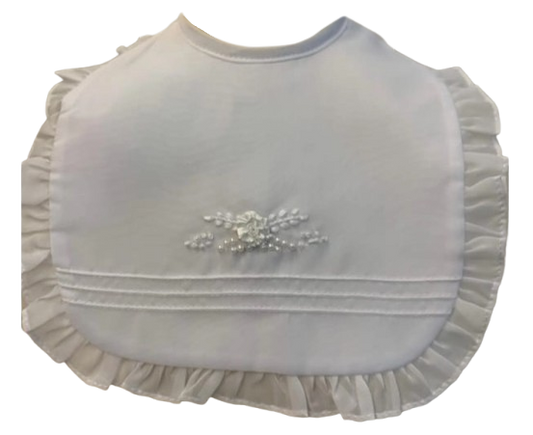 6324 - Delicate White Sheer Christening Bib