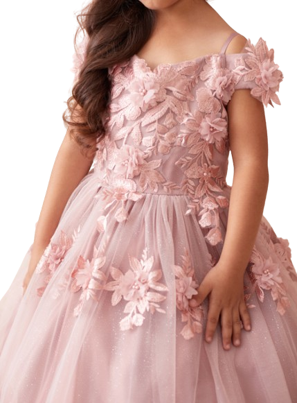 TT7045 - Off Shoulder with 3D Flowers Pageant Dress