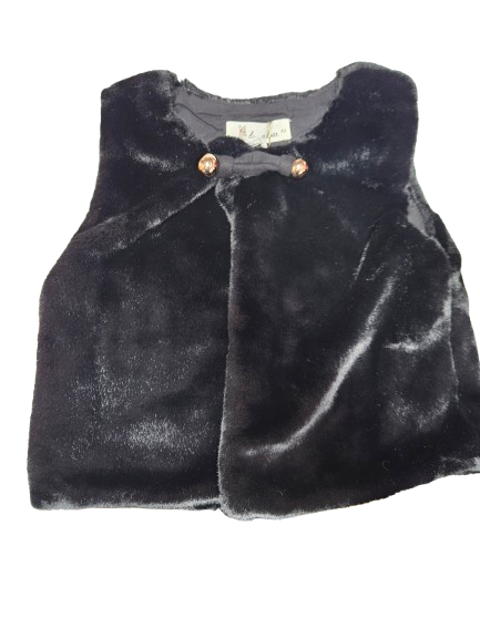 72166 - Black Fur Ribbon Vest