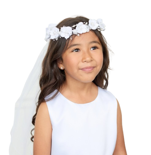 TTK723C - Flower Crown With Veil