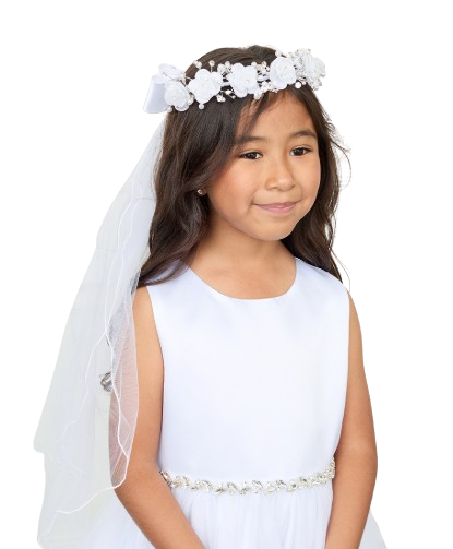 TTK725M - Flower Crown with Embroidered Maria Veil