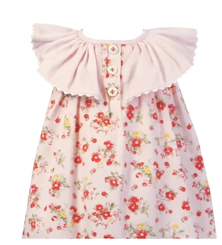 7389 - Vestido floral con cuello de mariposa de Petit Ami