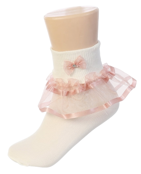 8011IB - Ruffle Socks Ivory Blush