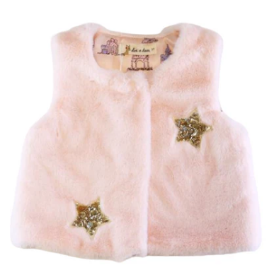 91583 - Sequin Star Fur Vest - Pink
