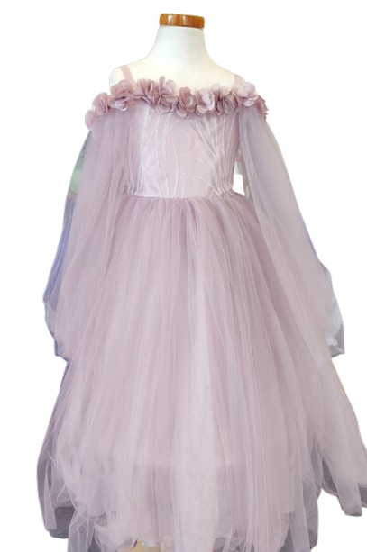 BK931 - Mauve Dress with draped sleeves