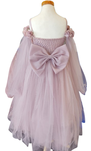 BK931 - Mauve Dress with draped sleeves