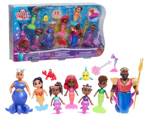 39942 -,Disney Junior Ariel Atlantica Figure Set: 7-Piece Mini Figures Toy Collection