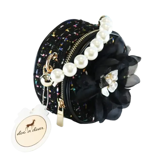 B1251 - Doe A Deer Big Flower Round Tweed Purse Cadiz Boutique, Inc.