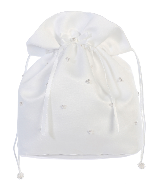 B13 - Satin Drawstring Bag with Scattered Pearls