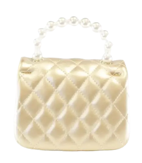 B1303 - Doe A Deer Pearl Handle Quilted Leather Purse w/ Charms Cadiz Boutique, Inc.