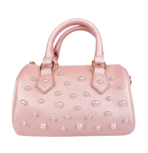 B1312 - Doe A Deer Pearl Studs Leather Barrel Bag Cadiz Boutique, Inc.